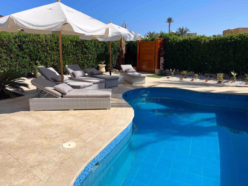 Private pool and sun deck at Villa B in Nabq Bay